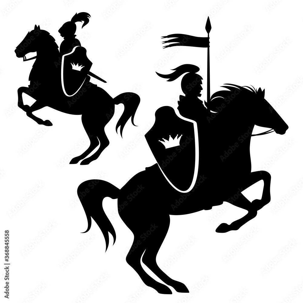 Photo & Art Print royal knight riding rearing up horse - fairy tale ...