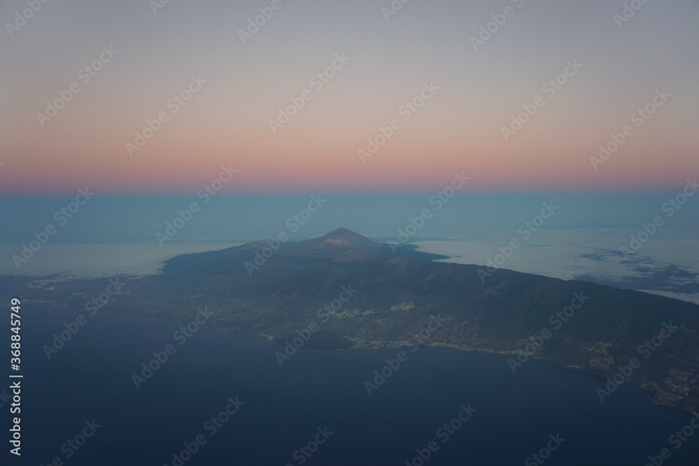 sunrise in the background of the mountain Teide in Tenerife