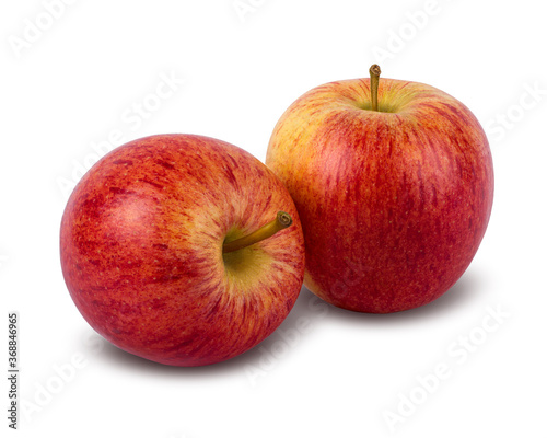 Two red yellow apples, isolated on a white background with clipping path.