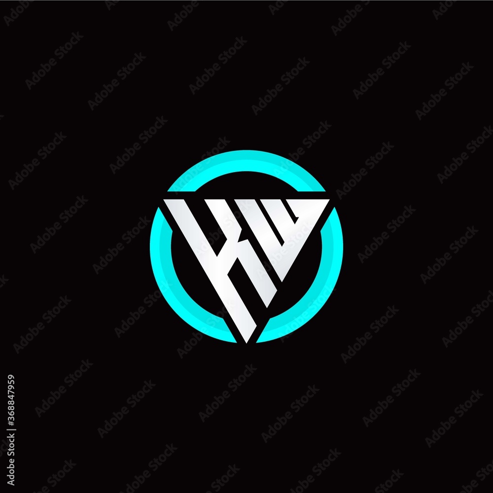 K W initial logo modern triangle with circle K W initial logo modern triangle with circle