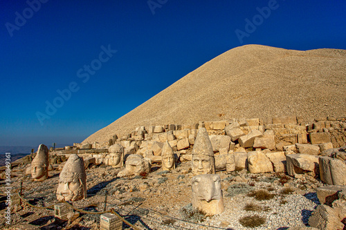 Antique statues on Nemrut mountain, Turkey. The UNESCO World Heritage Site at Mount Nemrut where King Antiochus of Commagene is reputedly entombed photo