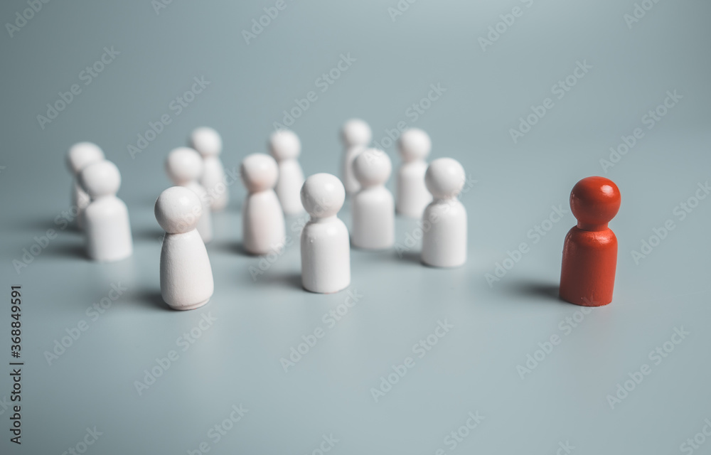 Leadership concept,Outstanding red people standing out from the group,Human resource,Talent management Leadership concept,Outstanding red people standing out from the group,Human resource,Talent management