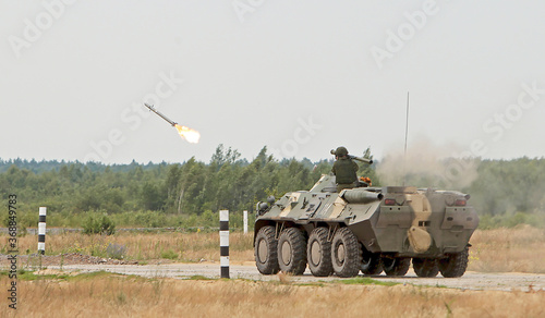 Russian infantry fighting vehicle BTR-80. 9K38 Igla (SA-18 Grouse). The anti-aircraft.