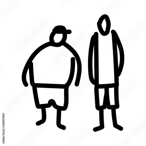 two friends : tall and chubby - doodle sketch