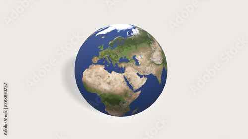 3d render Planet Earth globe on white background