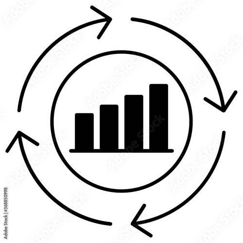 Rotate stock statistical analysis vector Glyph icon design 