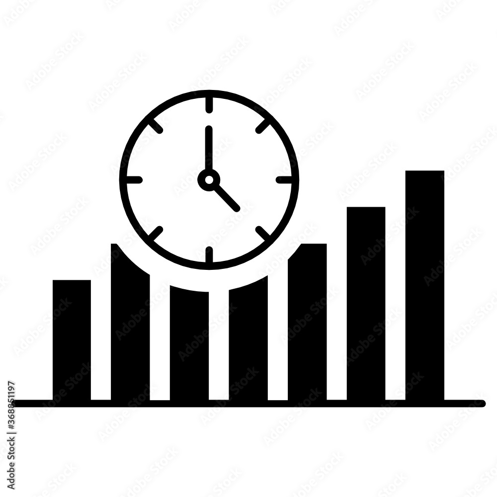 Business Reports profit and loss. Growth with Time Concept, Aging Recurring Graph. Linear Vector Glyph Icon Business Reports profit and loss. Growth with Time Concept, Aging Recurring Graph. Linear Vector Glyph Icon