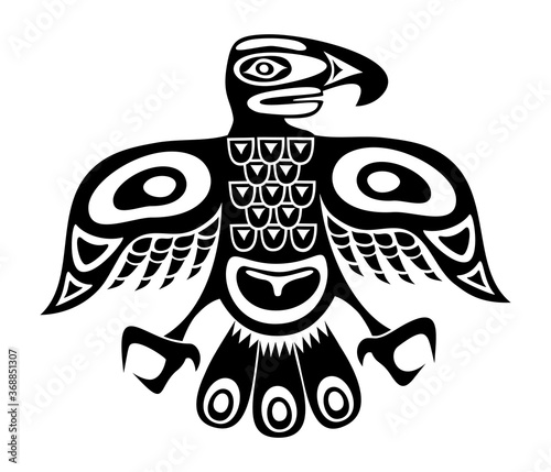 Native totem bird - black and white version