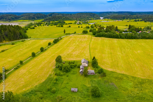 Top view of fields, forests...
