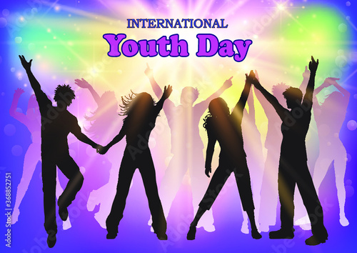
International, youth day, august 12, background, multicolor, vector, people holding hands, graphic, modern, concept for your design.