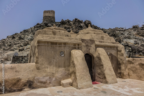 Al Bidyah Mosque is oldest worship and heritage complex (1446) in United Arab Emirates and is popular place for residents and tourists. Al Bidyah is approximately 50 km north from Fujairah city. photo