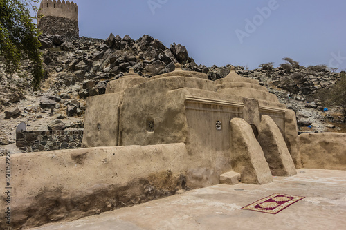 Al Bidyah Mosque is oldest worship and heritage complex (1446) in United Arab Emirates and is popular place for residents and tourists. Al Bidyah is approximately 50 km north from Fujairah city. photo