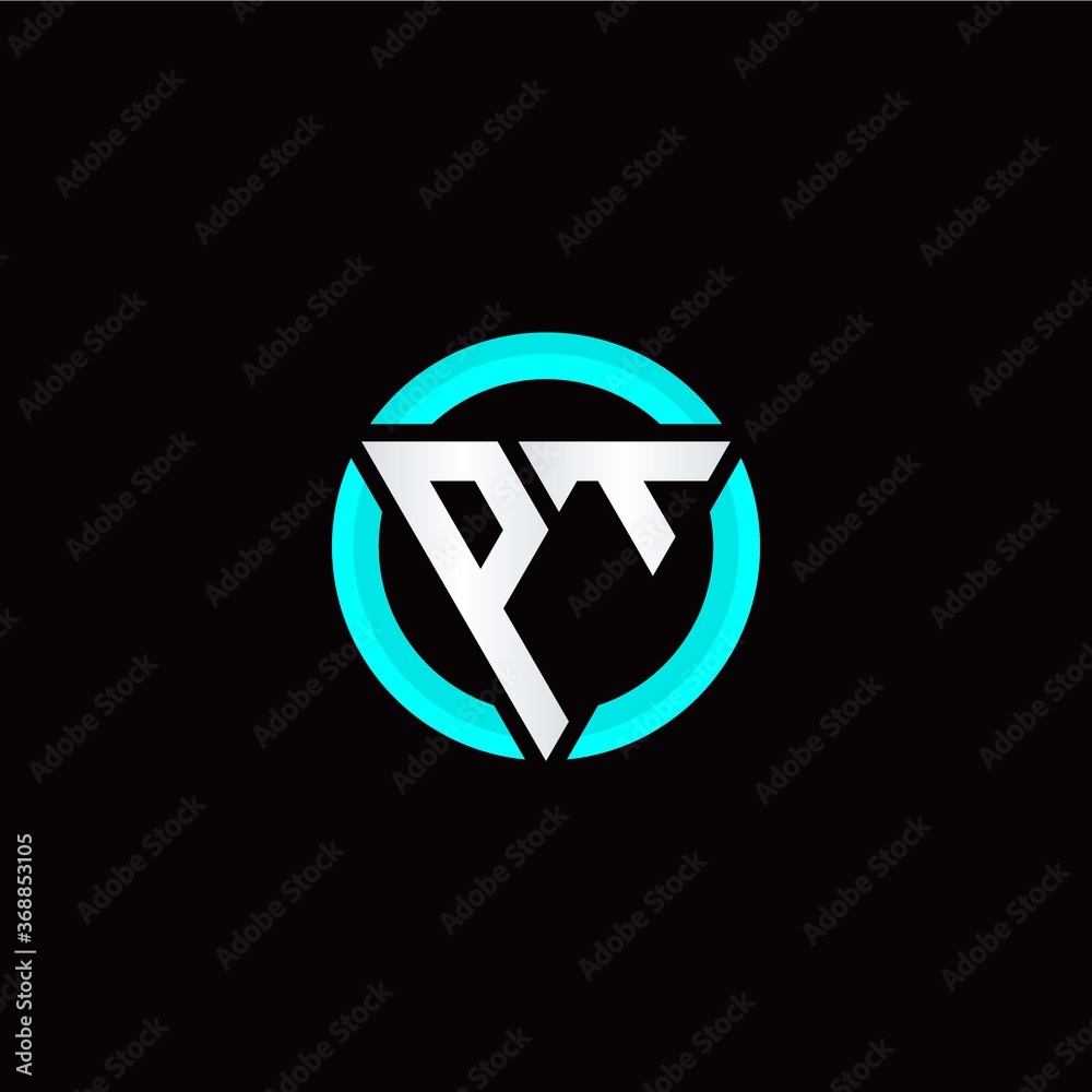 P T initial logo modern triangle with circle P T initial logo modern triangle with circle