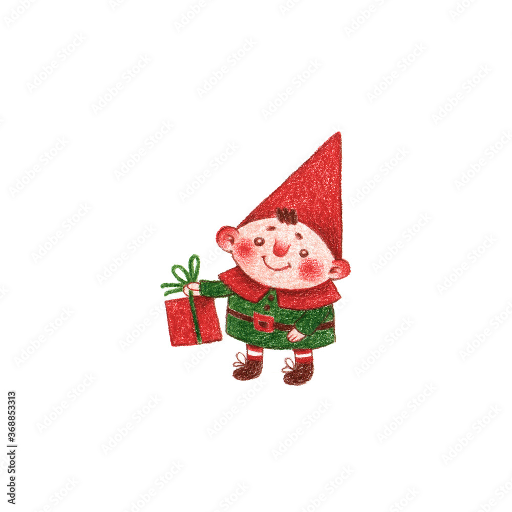 happy dwarf or santa helper with christmas gift happy dwarf or santa helper with christmas gift