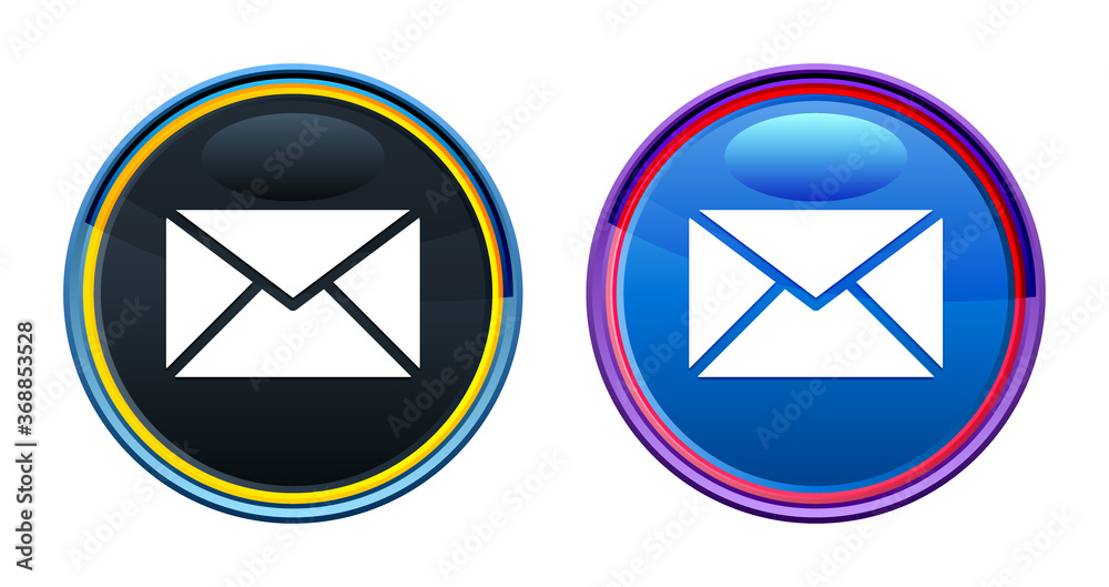 Email icon artistic glassy round buton set illustration Email icon artistic glassy round buton set illustration