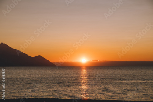 Calm sunrise at the beach in Greece 