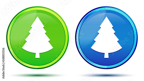 Evergreen conifer pine tree icon creative natural round button set illustration