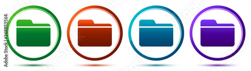 Folder icon artistic frame round button set illustration