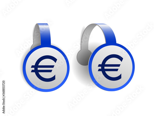 Euro currency symbol on Blue advertising wobblers.