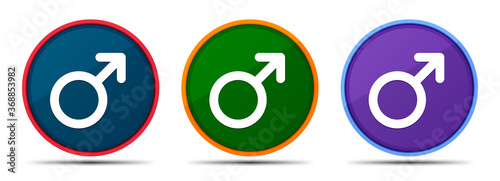 Male symbol icon silky smart flat round buton set illustration
