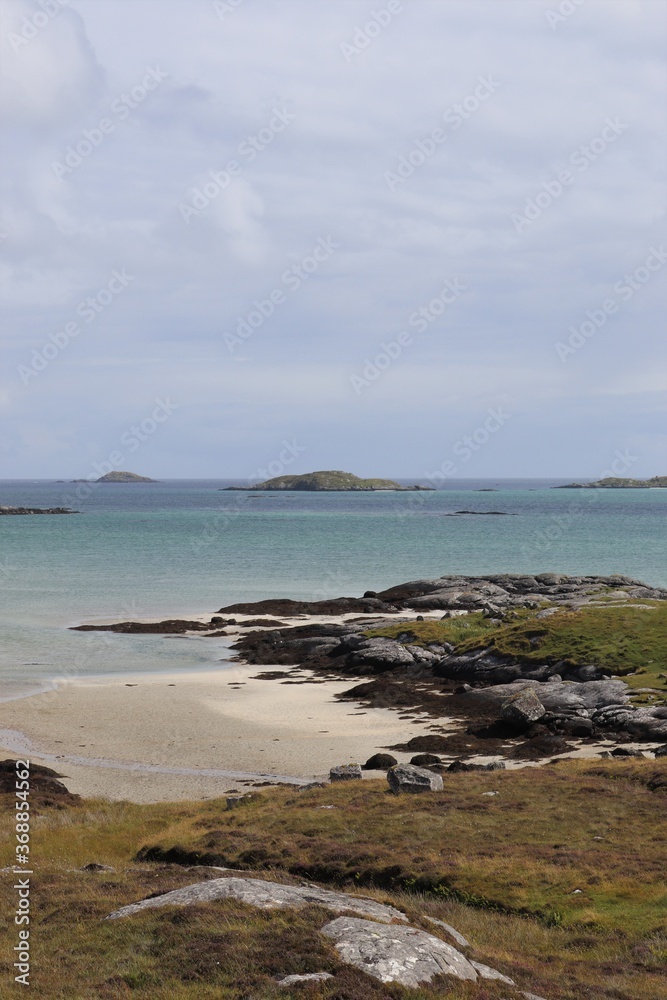 beach and rocks, south uist, outer hebrides, scotland