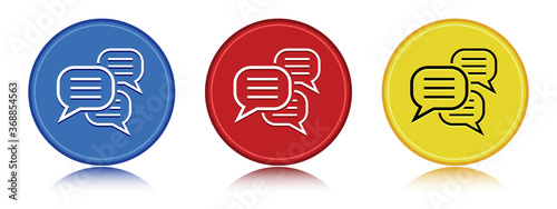 Comments icon flat round button set illustration