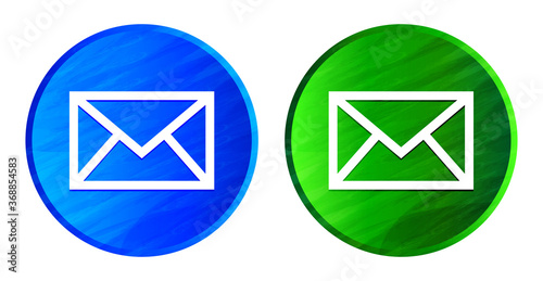 Email icon grunge texture round button set illustration