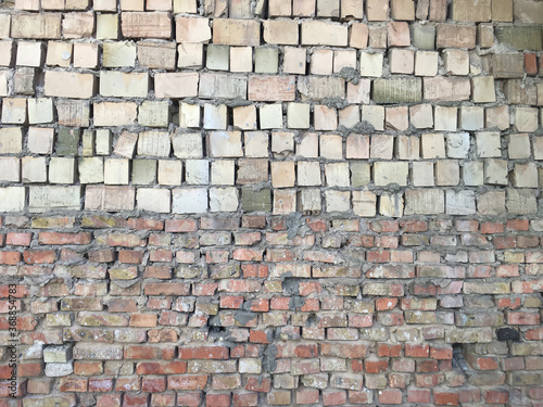 Old rough brick wall. Red brick