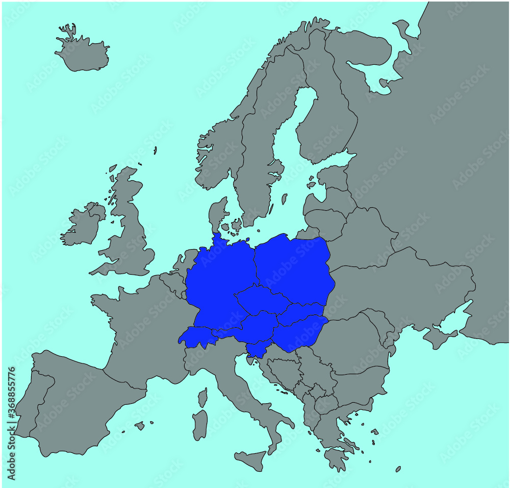 Fototapeta premium map of Central Europe