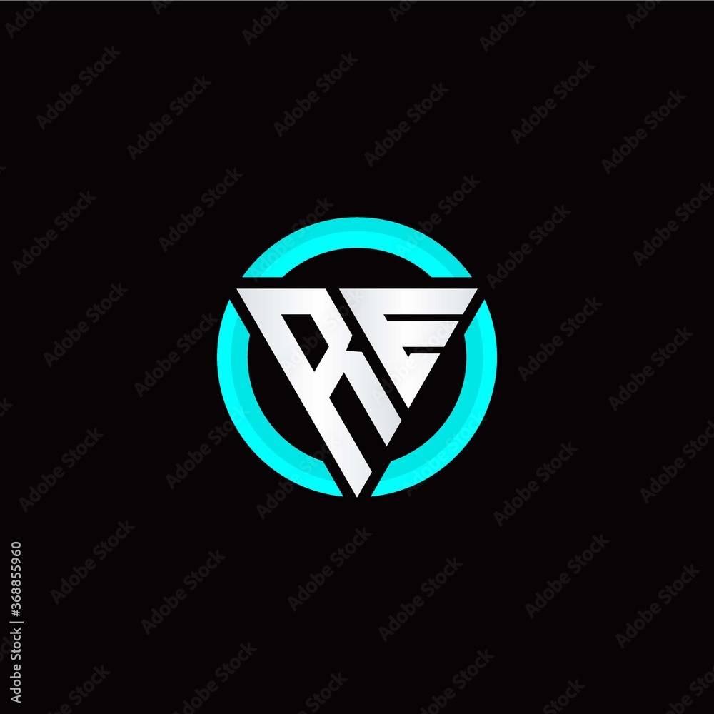 R E initial logo modern triangle with circle R E initial logo modern triangle with circle