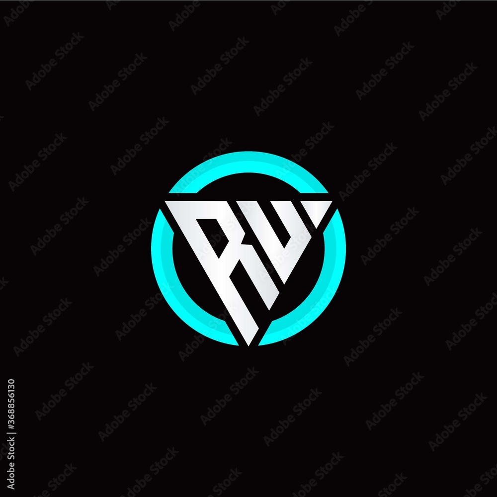 R U initial logo modern triangle with circle R U initial logo modern triangle with circle