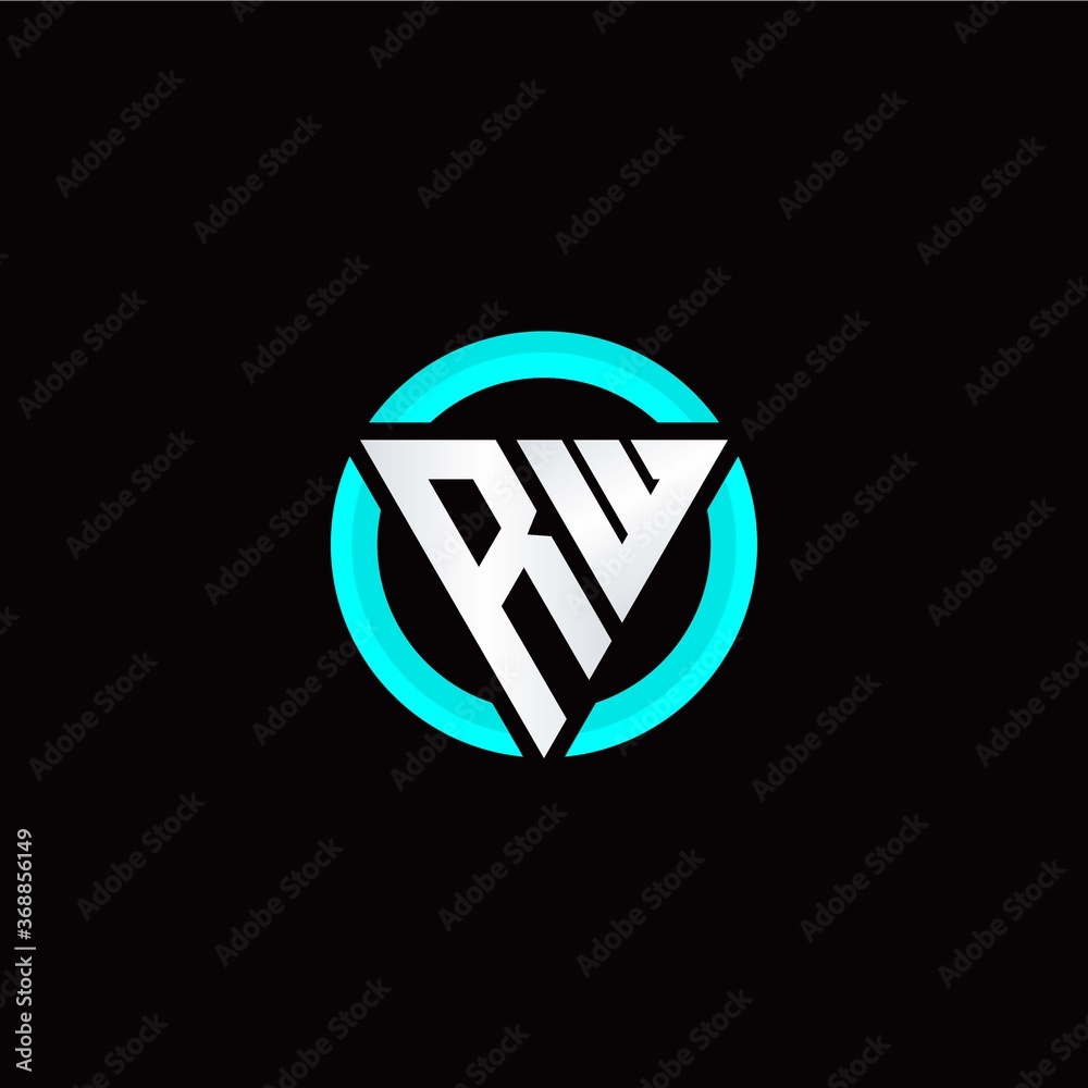 R W initial logo modern triangle with circle R W initial logo modern triangle with circle