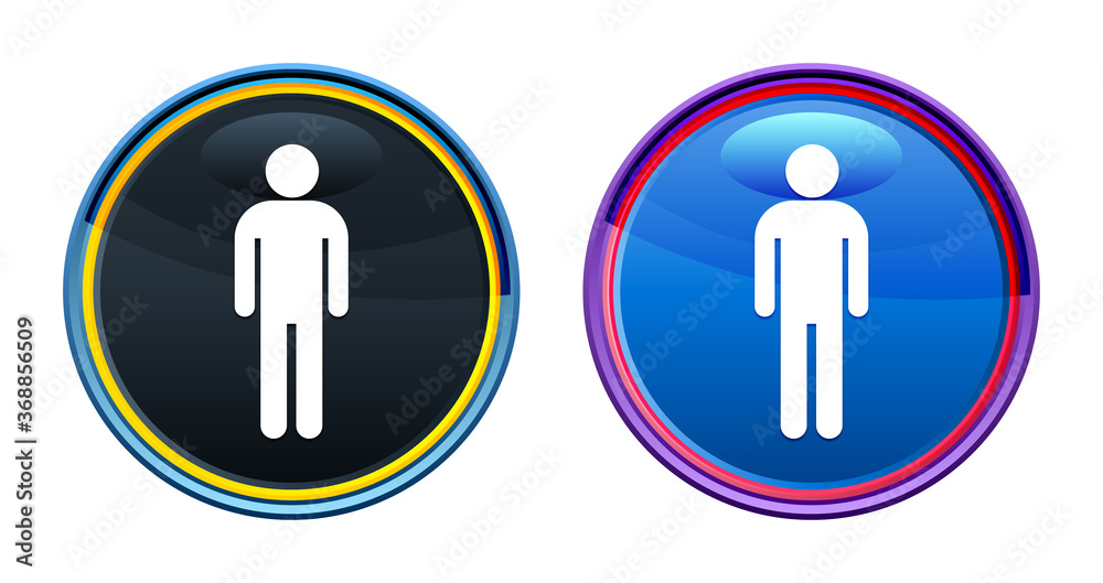 Man icon artistic glassy round buton set illustration Man icon artistic glassy round buton set illustration