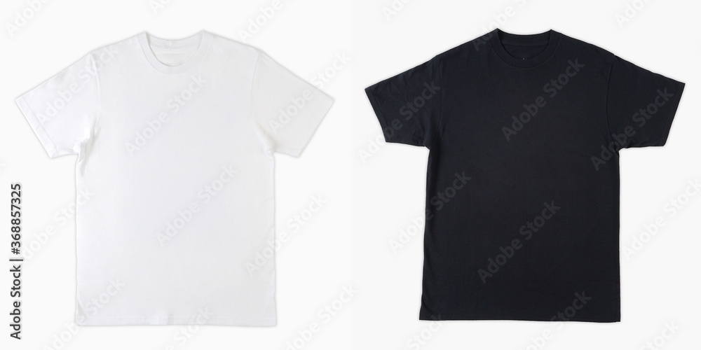 Blank black and white shirt mock up template, front and back view ...