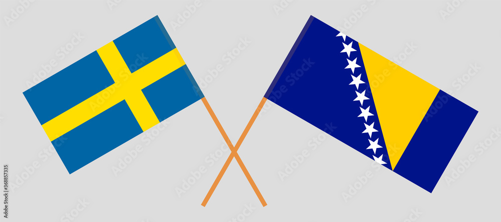 Crossed flags of Bosnia and Herzegovina and Sweden