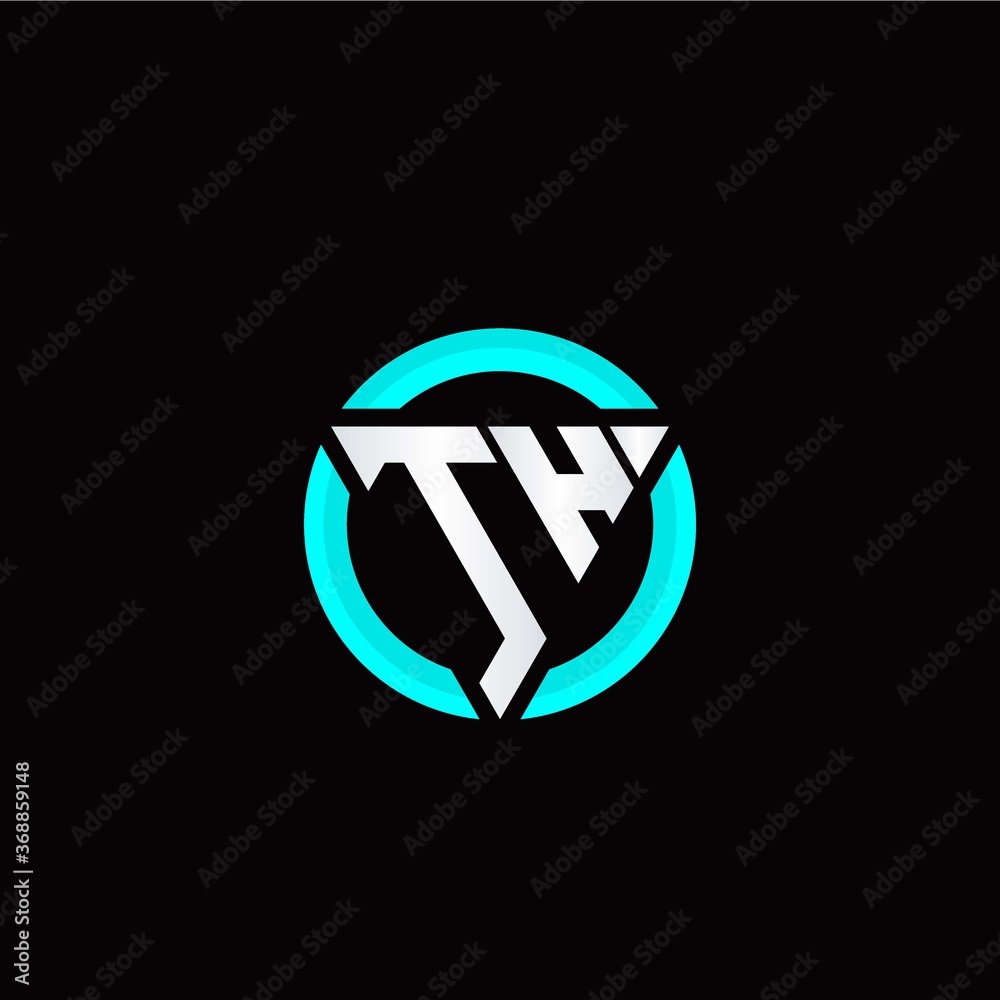 T H initial logo modern triangle with circle T H initial logo modern triangle with circle