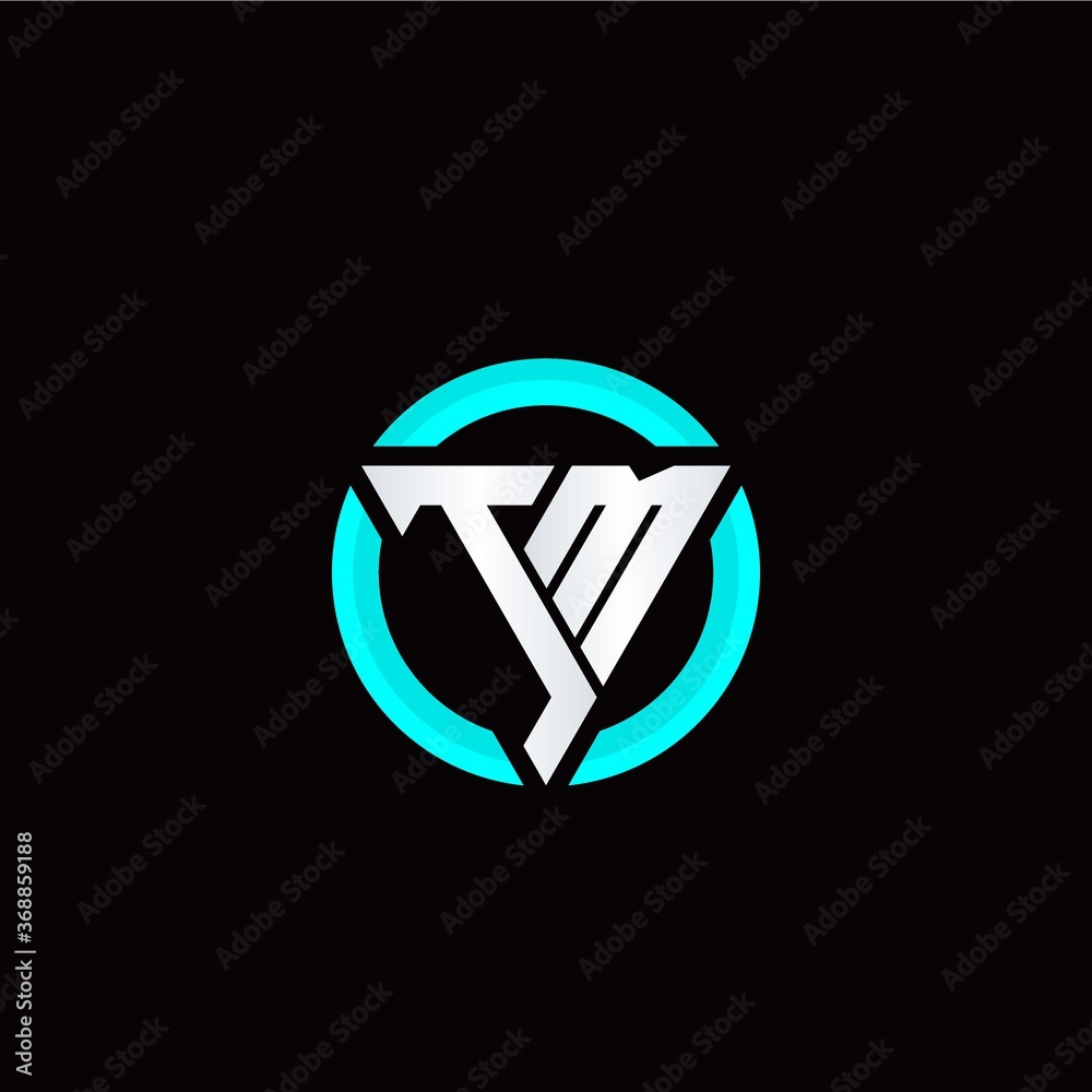 T M initial logo modern triangle with circle T M initial logo modern triangle with circle