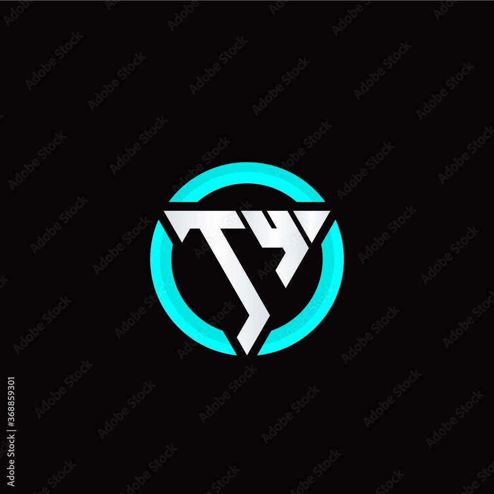 T Y initial logo modern triangle with circle T Y initial logo modern triangle with circle