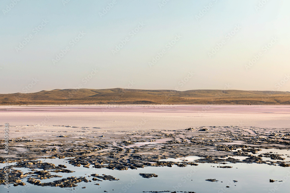 Salt lake Chokrak, in the Crimea.