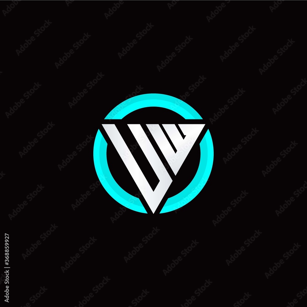 U W initial logo modern triangle with circle U W initial logo modern triangle with circle