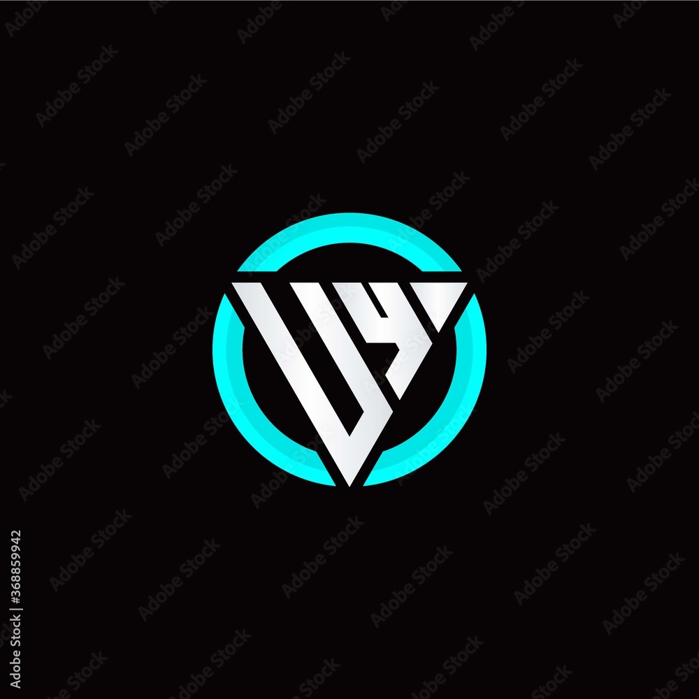 U Y initial logo modern triangle with circle U Y initial logo modern triangle with circle