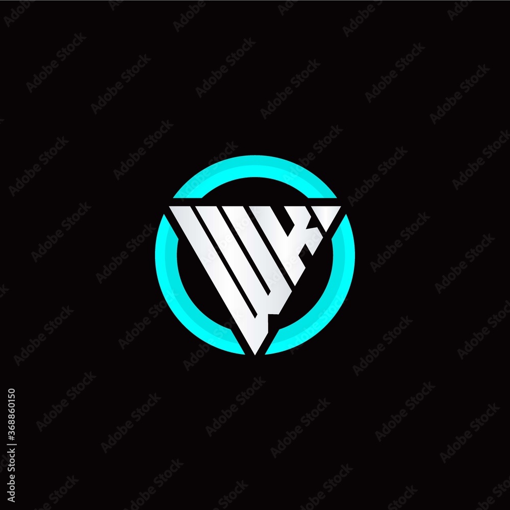 Naklejka premium W K initial logo modern triangle with circle