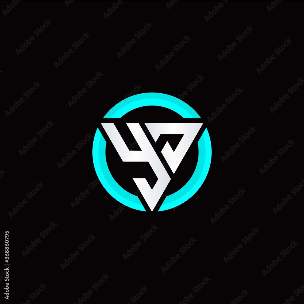 Y J initial logo modern triangle with circle Y J initial logo modern triangle with circle