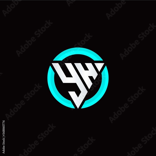 Y H initial logo modern triangle with circle