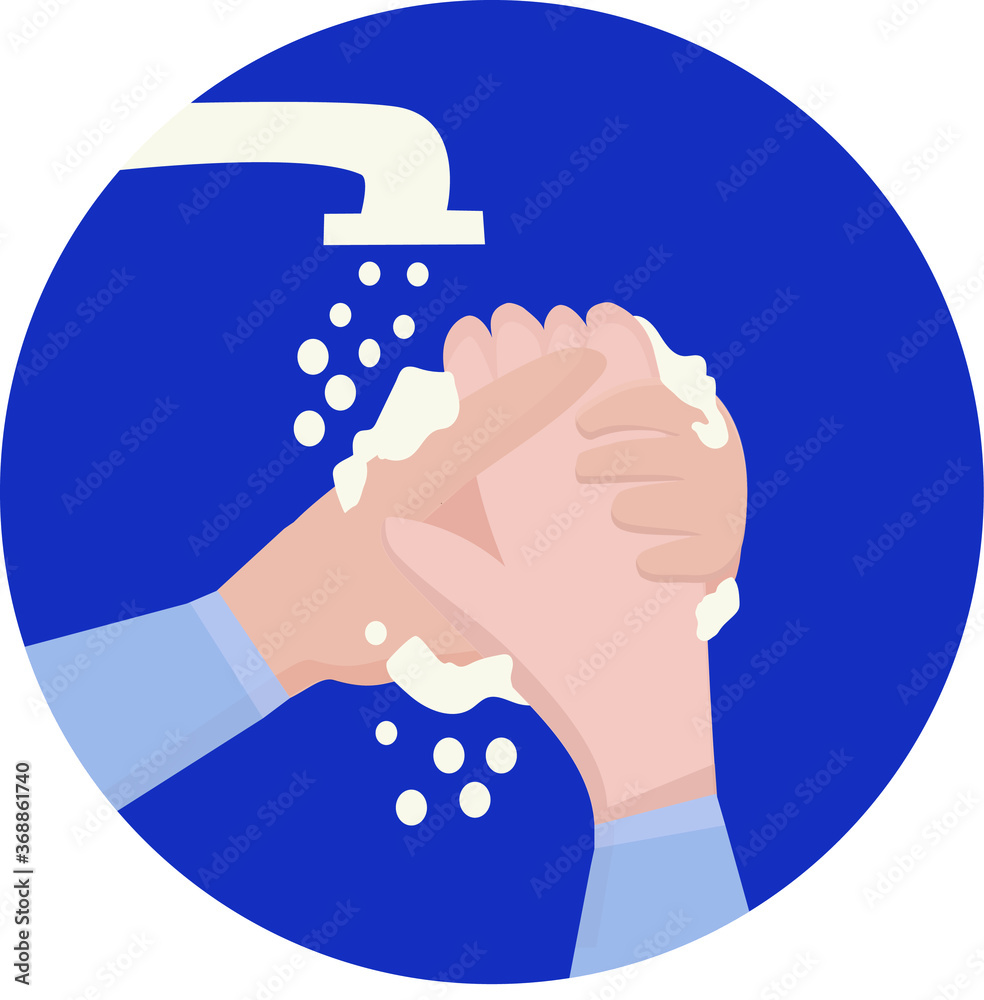 Hand washing with soapy tap water foam to prevent coronavirus infection and cleaning. Daily hygiene procedures. Safety during a pandemic Hand washing with soapy tap water foam to prevent coronavirus infection and cleaning. Daily hygiene procedures. Safety during a pandemic