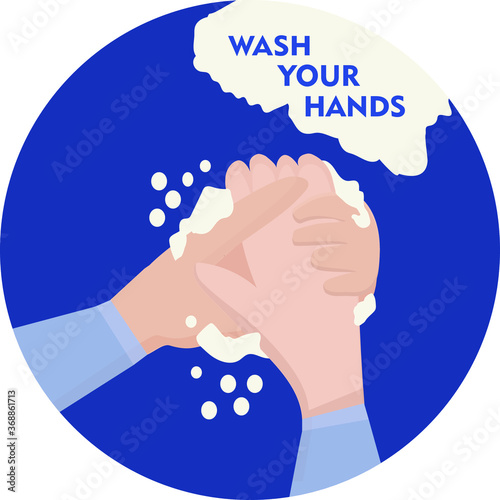 Hand washing with soap foam, to prevent coronavirus infection and purification. Daily hygiene procedures. Safety during a pandemic