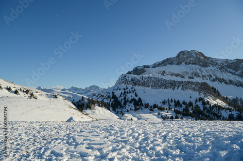 Snowy Oberbauenstock peak as seen from Niederbauen above the Emmetten village