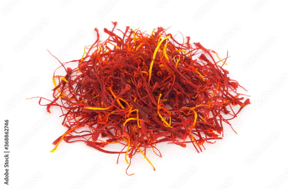 Naklejka premium Dry Saffron Spice Isolated on White Background.