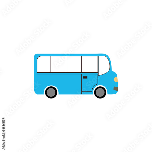 blue bus flat icon vector