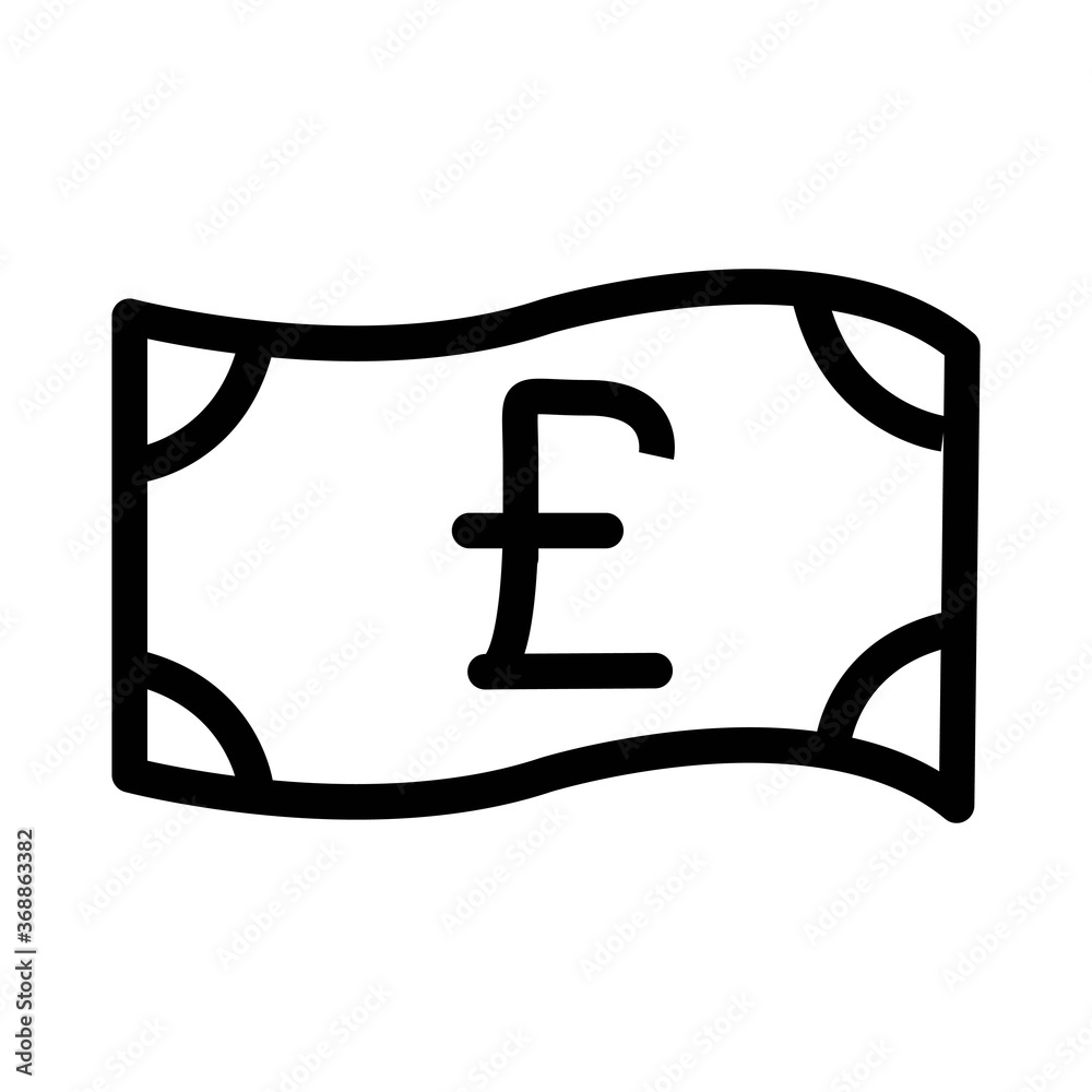 British pound bill icon. Sterling currency banknote symbol.